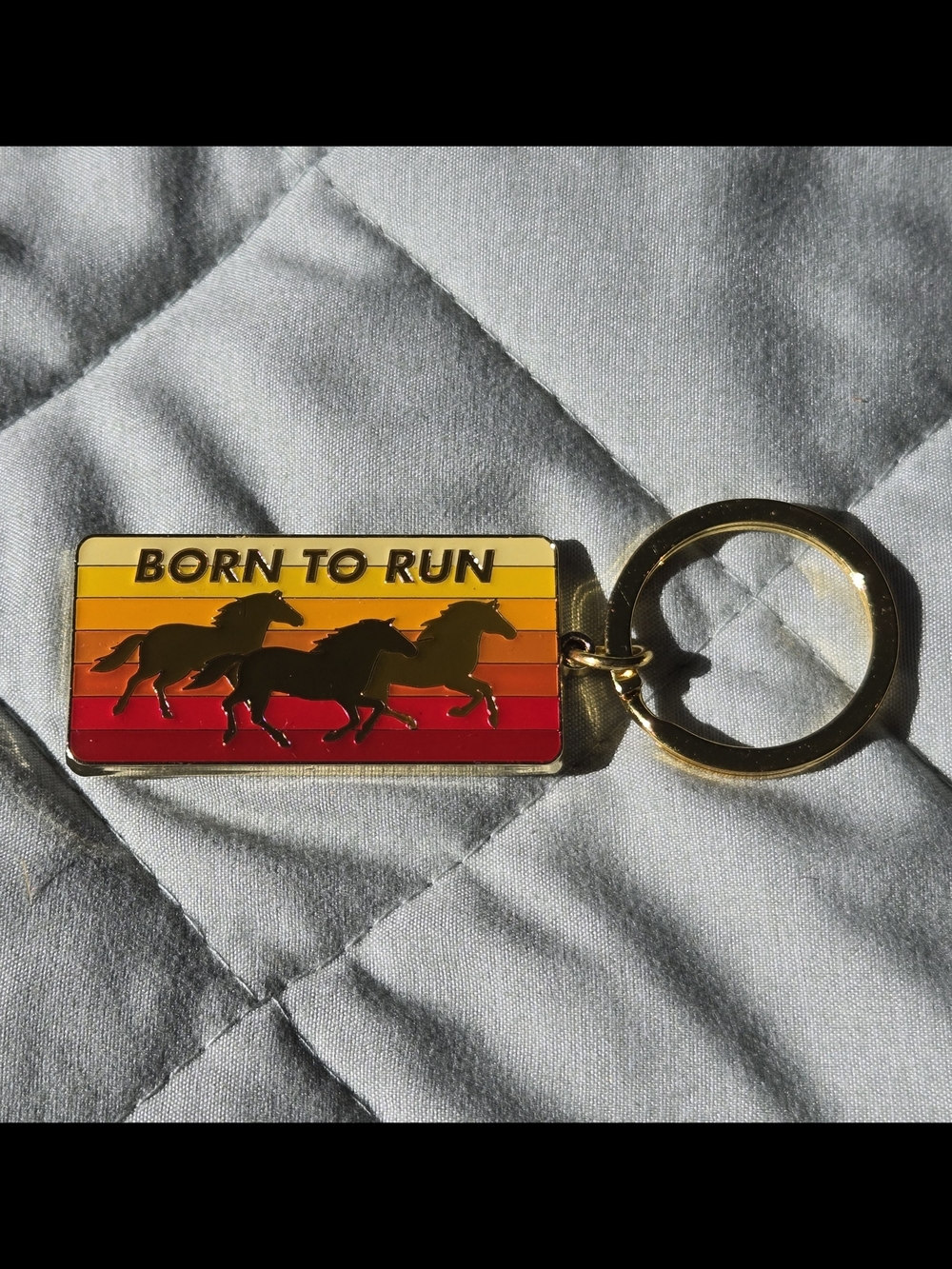 Born to Run Horse Stripe Keyring - Gold Hardware